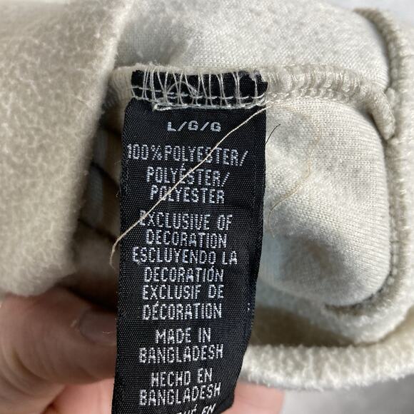 DR Essentials Mens L Ivory Tan Fleece Varsity Letter Cardigan Sweater College - Picture 7 of 10